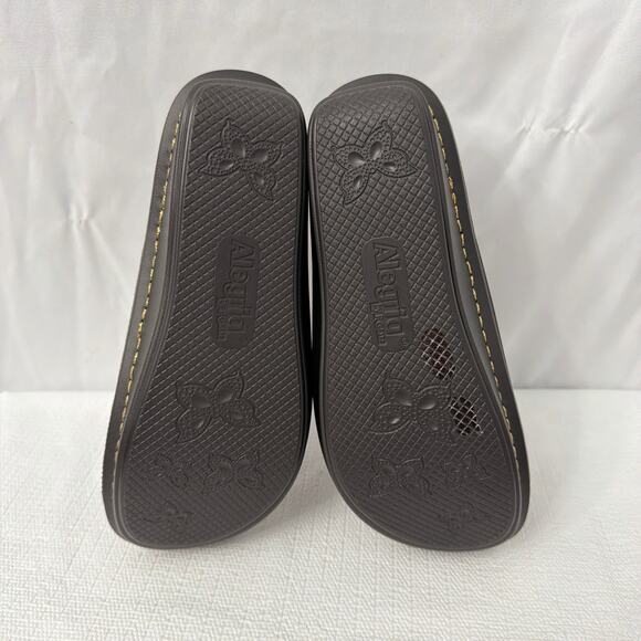 Alegria Julee Sandals Womens Size 7 Wide Brown Leather Floral Slides - Picture 9 of 9
